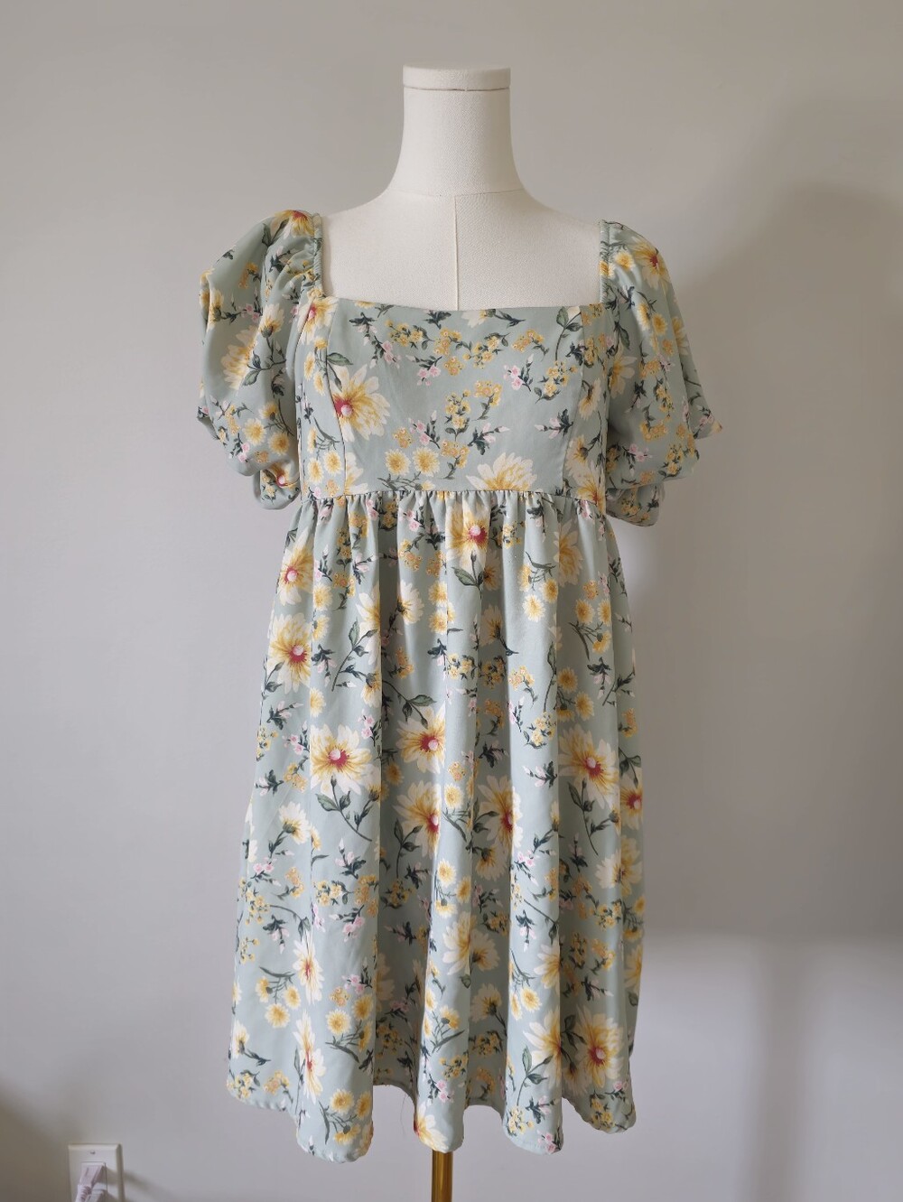 Altar'd State M Mint Green Floral Mini Sundress